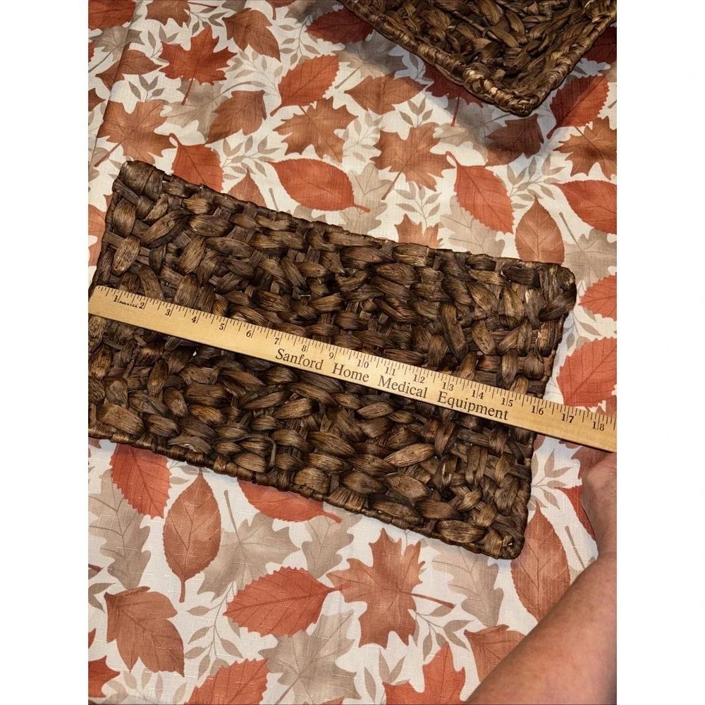 Rectangle Brown Woven Baskets Natural Fibers Set‎ Of Two